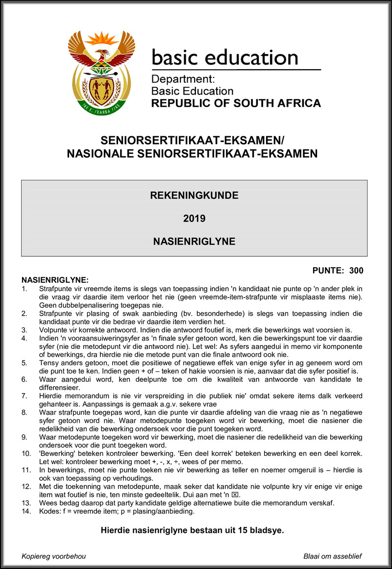 Grade 12 Accounting past paper 2019 – accounting may june 2019 memo afr gr12