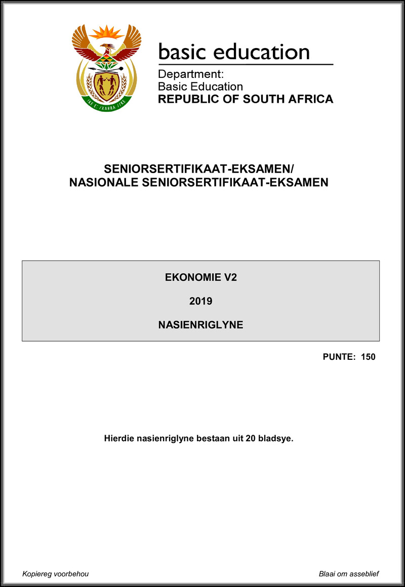 Grade 12 Economics past paper 2019 – economics p2 may june 2019 memo afr gr12