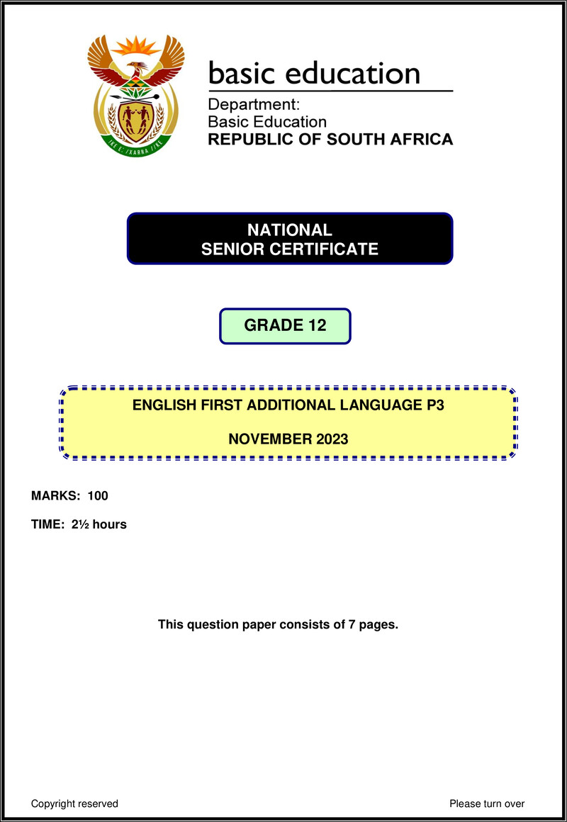 English Fal P3 Nov 2023 Gr12