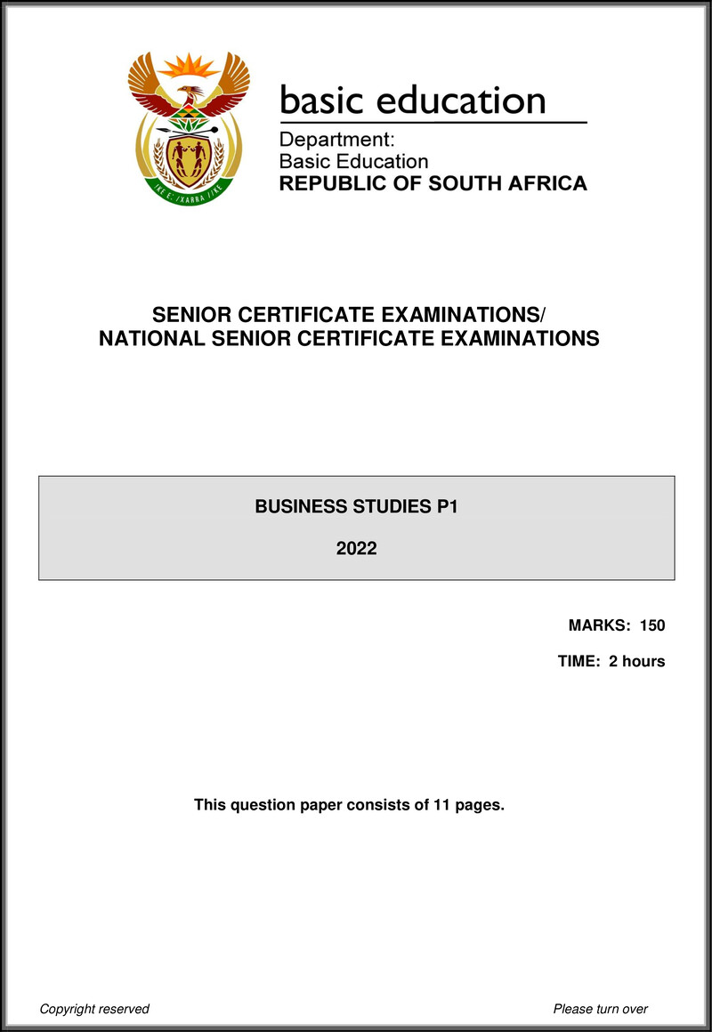Grade 12 Business Studies past paper 2022 – business studies p1 may june 2022 eng gr12