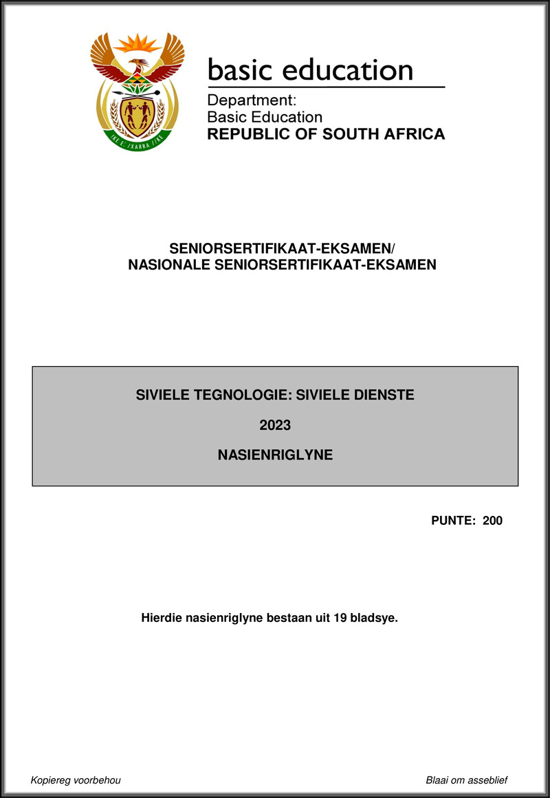 Grade 12 Civil Technology past paper 2023 – civil technology may june 2023 civil services mg afr gr12