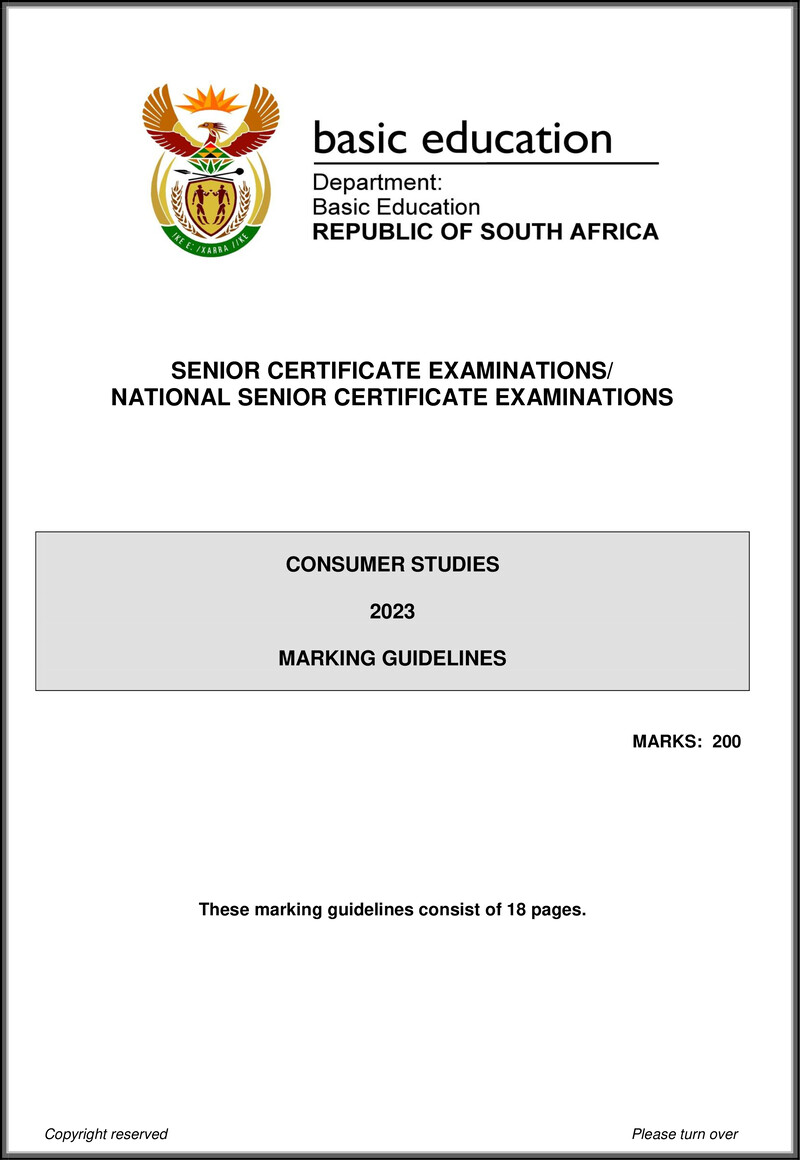 Grade 11 Consumer Studies past paper 2023 – consumer studies may june 2023 mg eng gr12