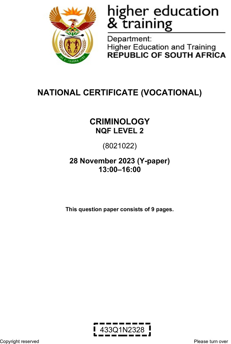 Criminology L2 QP Nov 2023 preview