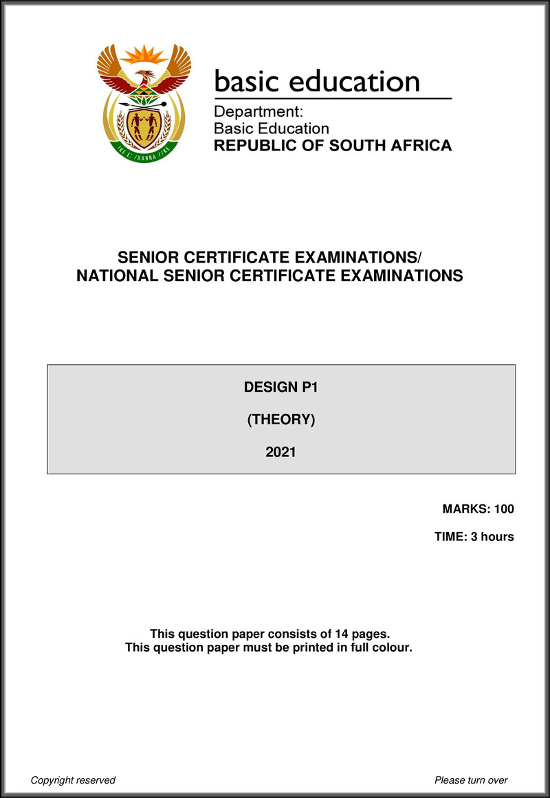 Grade 12 Design past paper 2021 – design p1 may june 2021 eng gr12