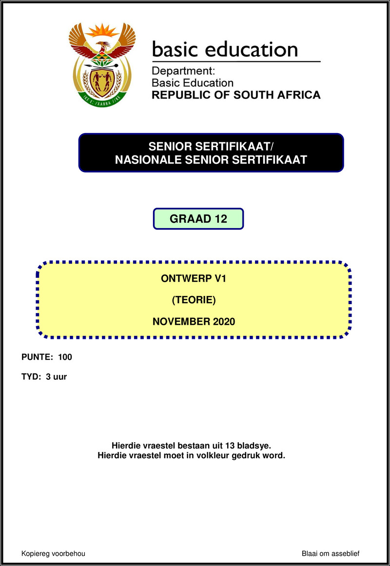 Grade 12 Ontwerp past paper 2020 – design p1 nov 2020 afr gr12
