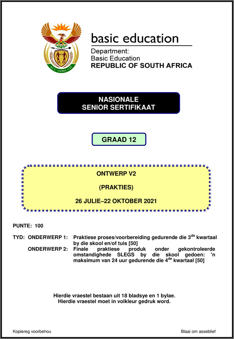 Grade 12 Ontwerp past paper 2021 – design p2 nov 2021 afr gr12