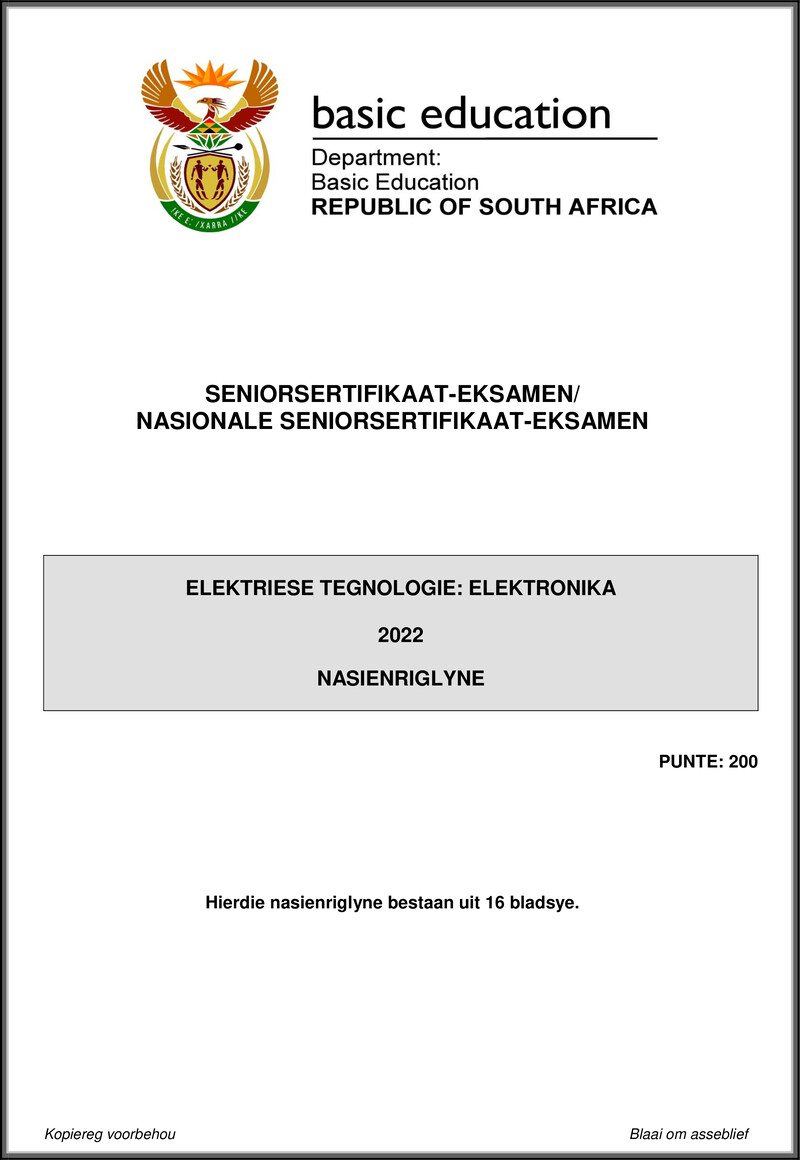 Electrical Technology May June 2022 Electronics Mg Afr Gr12