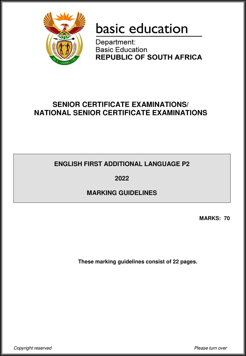 Grade 12 English past paper 2022 – english fal p2 may june 2022 mg gr12