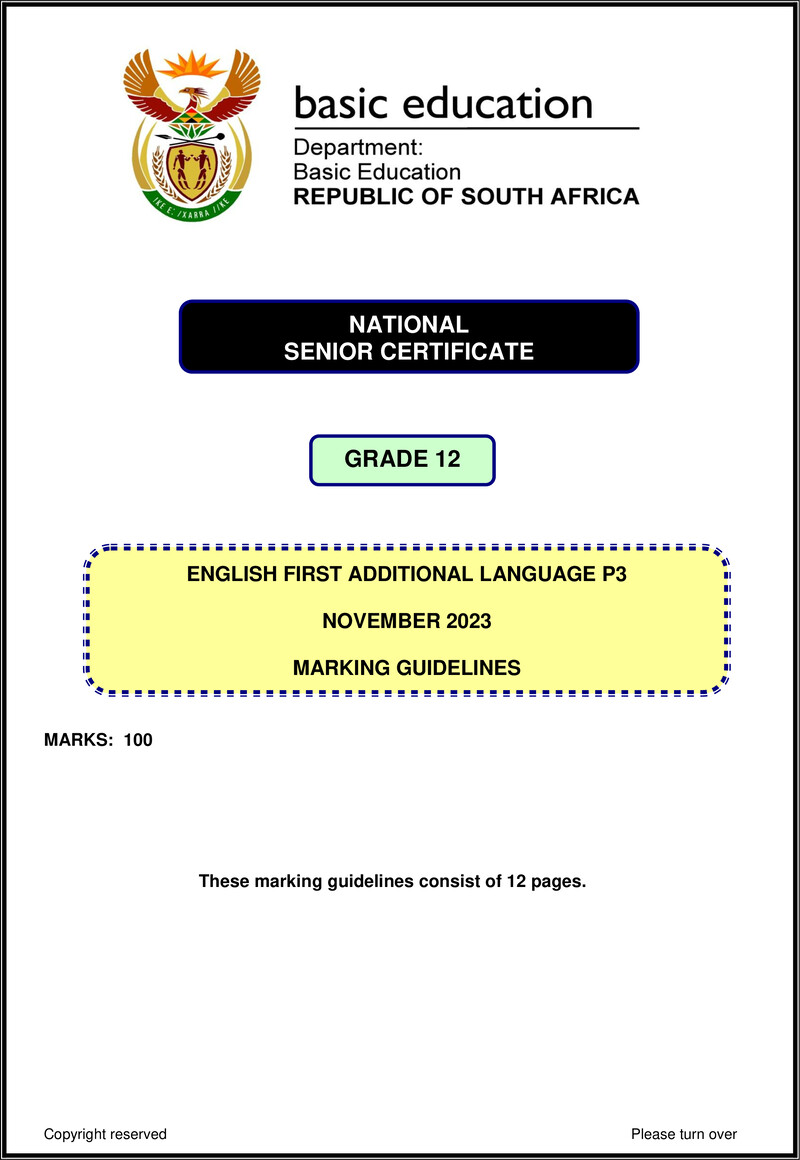 English Fal P3 Nov 2023 Mg Gr12