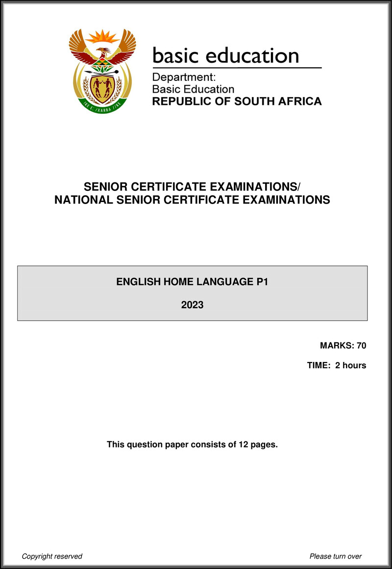 English Hl P1 May June 2023 Gr12