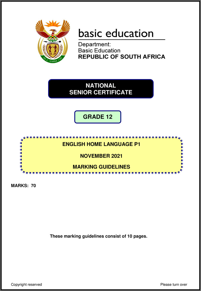 English Hl P1 Nov 2021 Mg Gr12