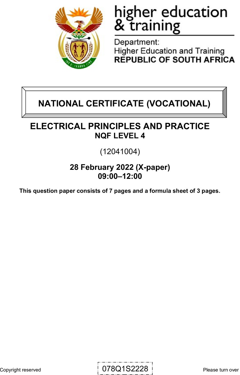 Electrical Principles And Practice L4 QP Feb 2022 preview