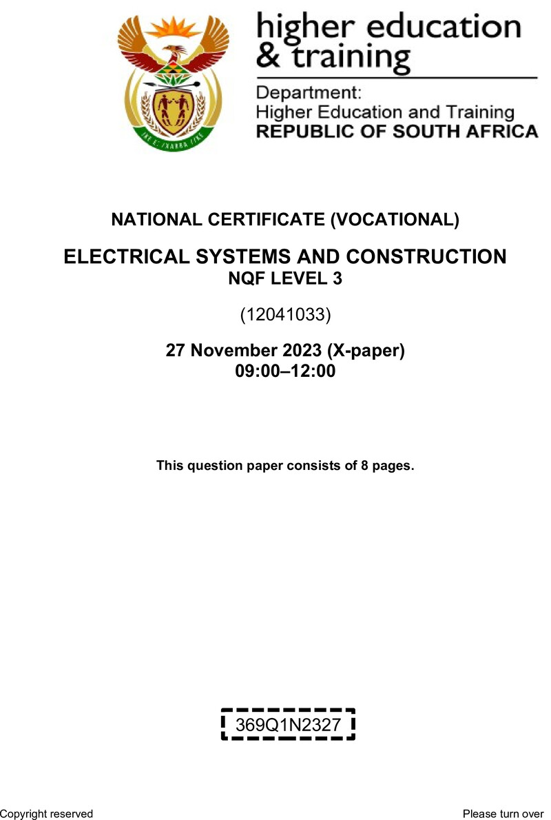 Electrical Systems And Construction L3 QP Nov 2023 Ed preview
