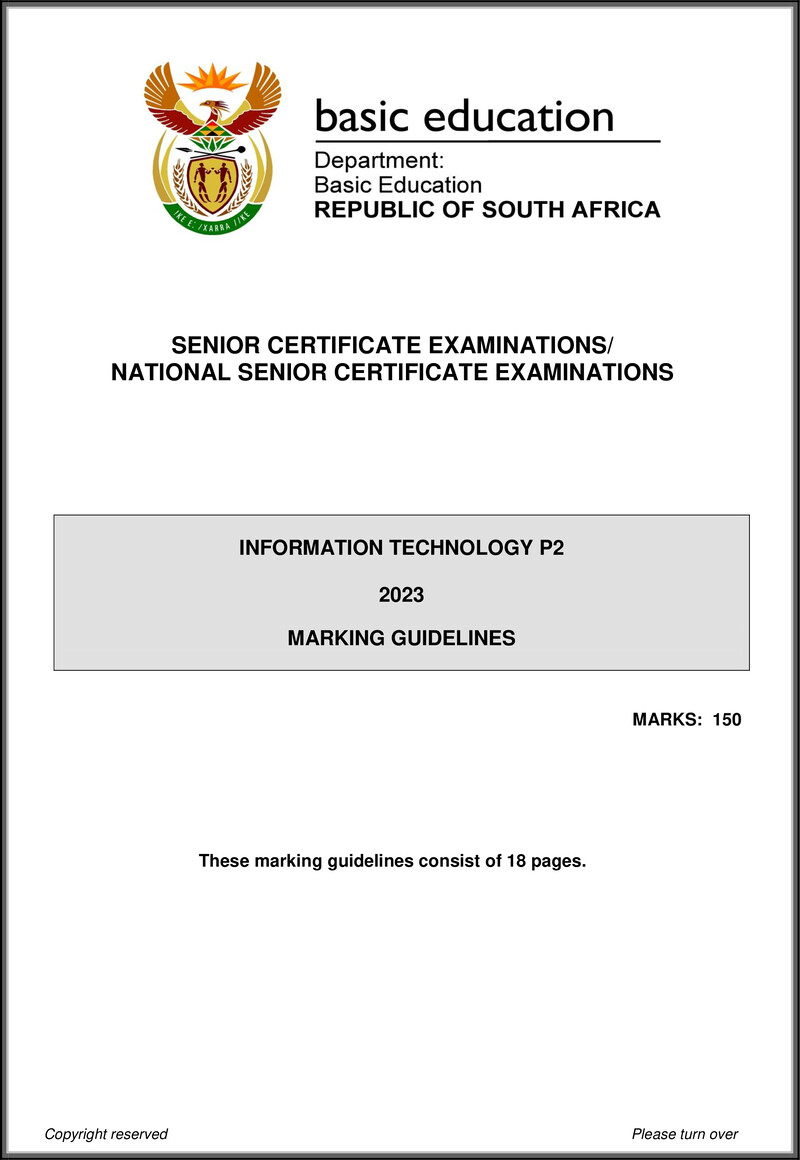 Grade 12 Information Technology past paper 2023 – information technology p2 may june 2023 mg eng gr12
