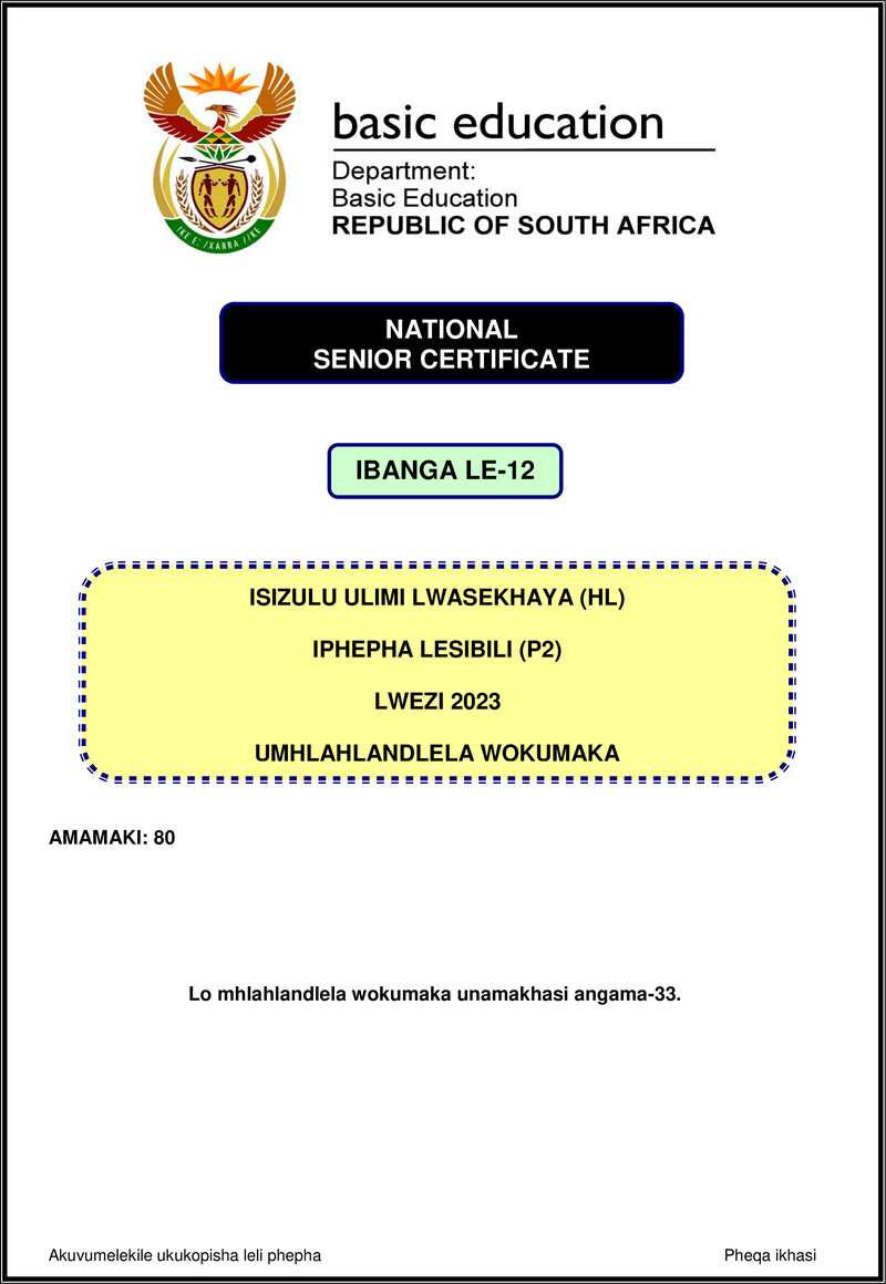 Isizulu Hl P2 Nov 2023 Mg Gr12