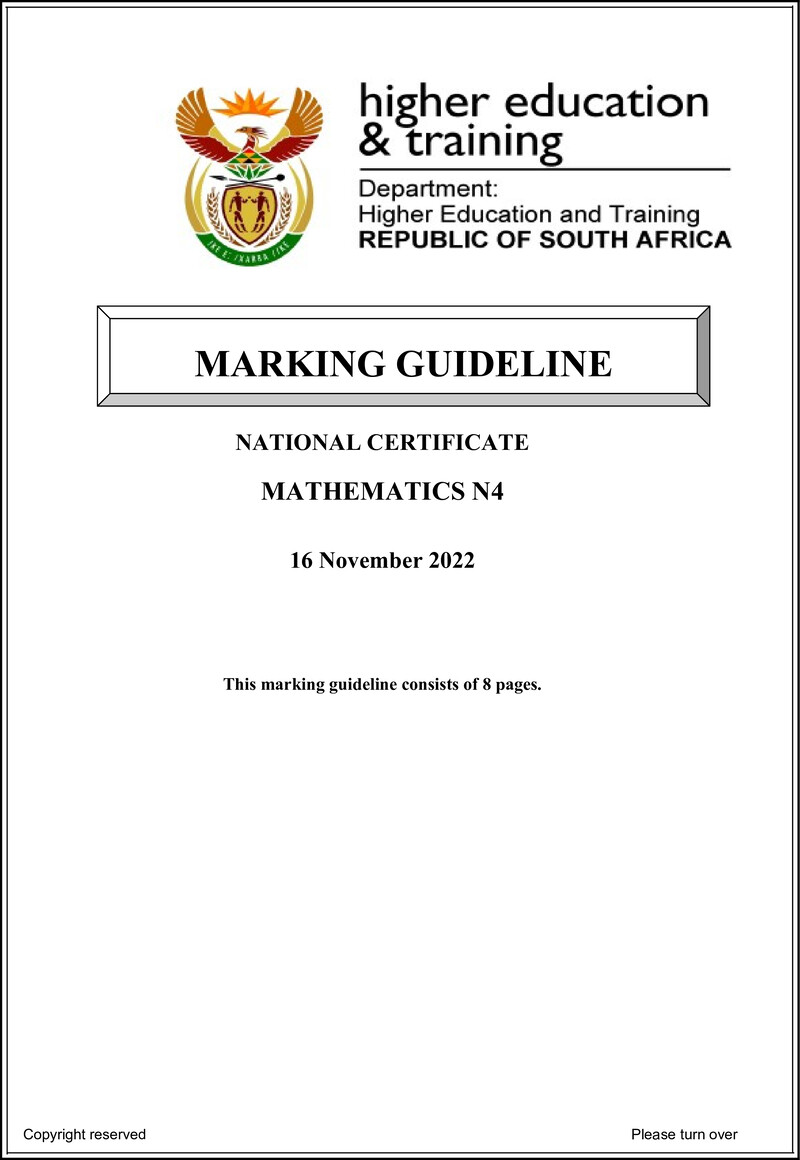 T1020 Mathematics N4 MEMO Nov 2022 preview