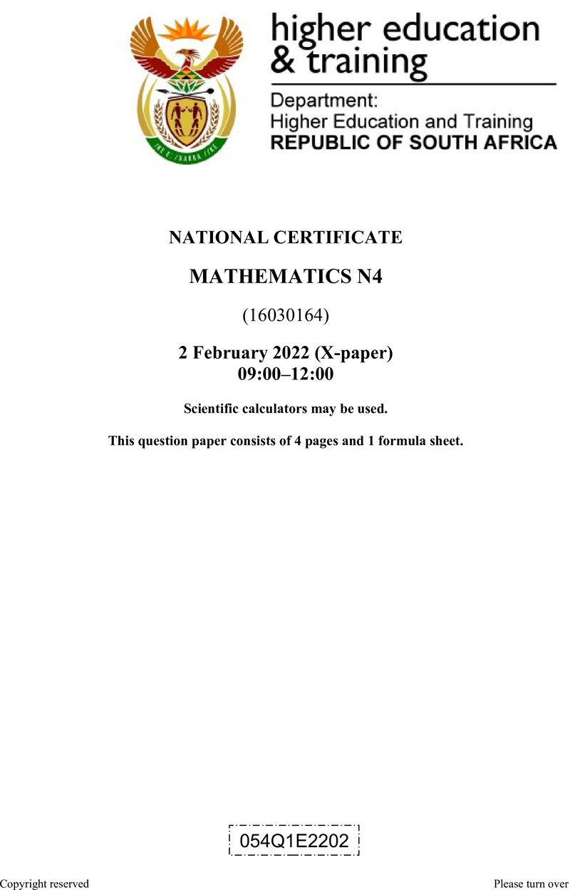 T1020 Mathematics N4 QP April 2022 preview