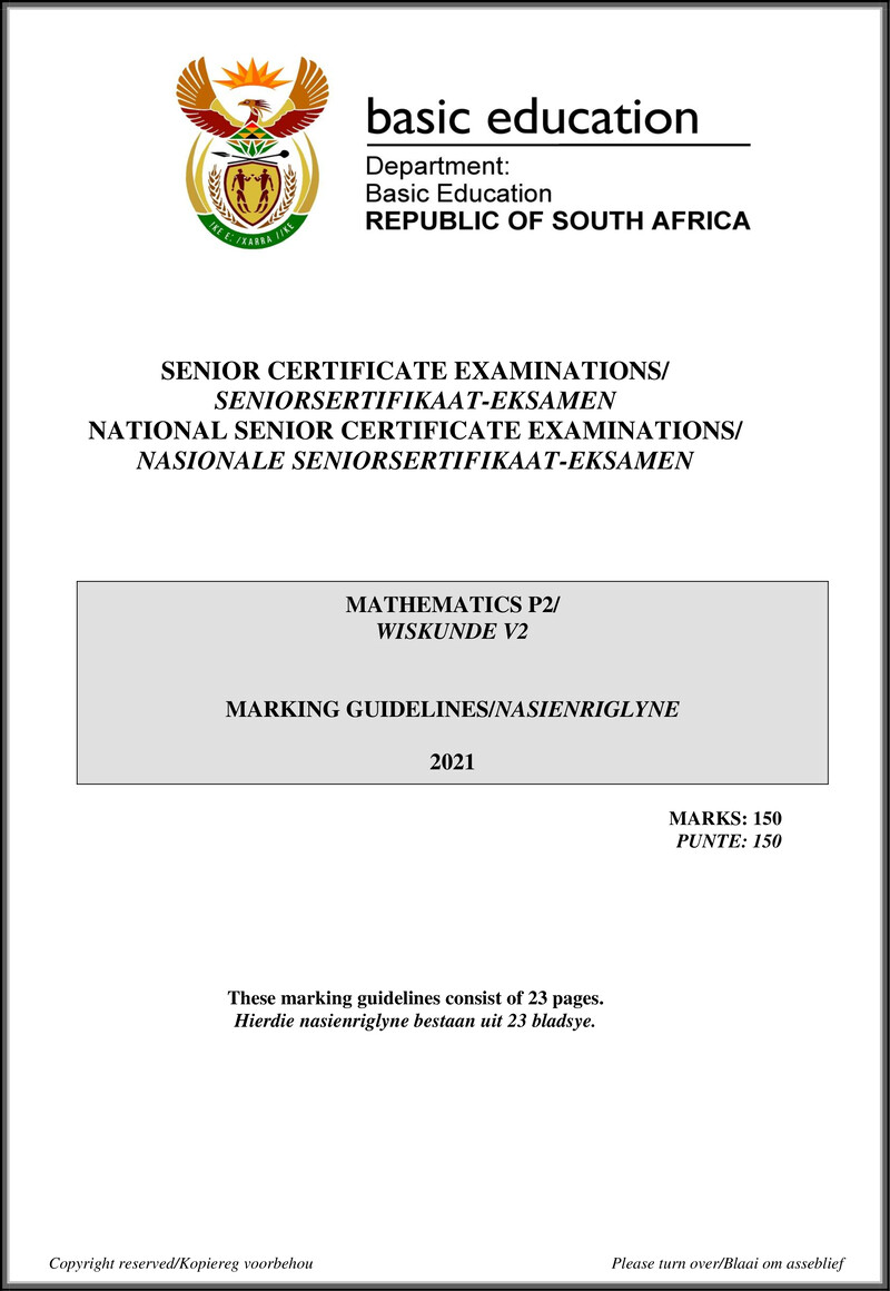 Grade 12 Mathematics past paper 2021 – mathematics p2 may june 2021 mg afr eng gr12