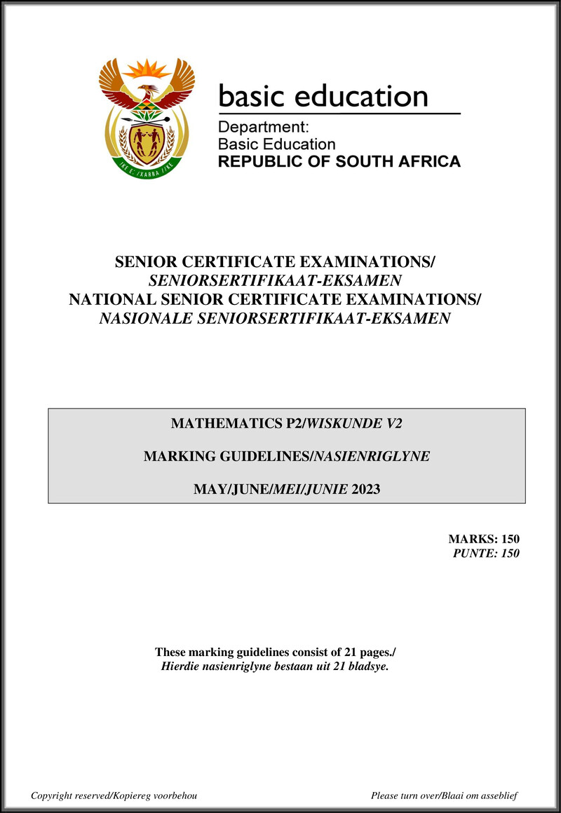 Grade 12 Mathematics past paper 2023 – mathematics p2 may june 2023 mg afr eng gr12
