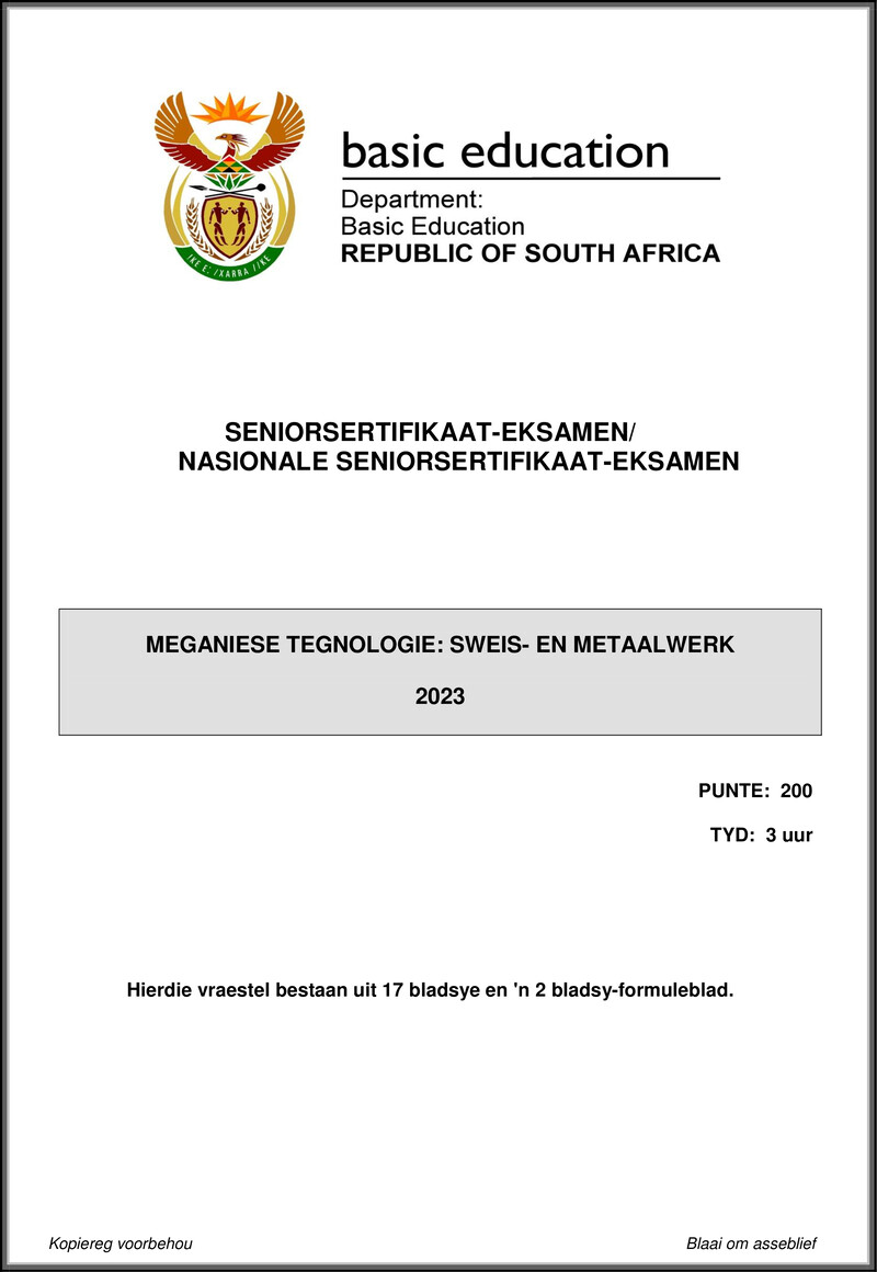 Mechanical Technology May June 2023 Welding Metalwork Afr Gr12