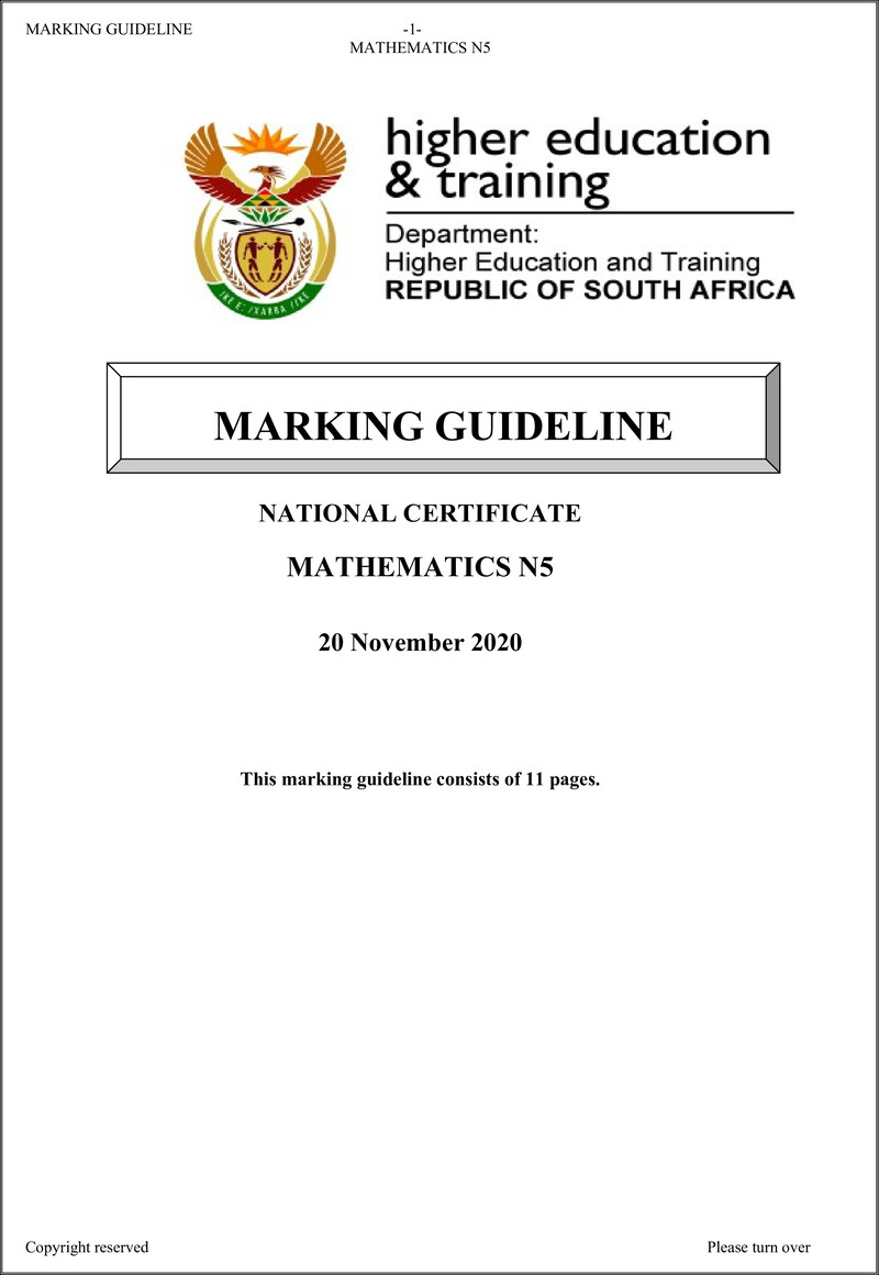T1030 Mathematics N5 MEMO Aug 2020 preview