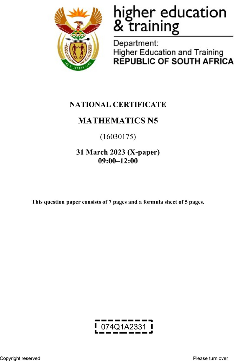 T1030 Mathematics N5 QP April 2023 Edited preview