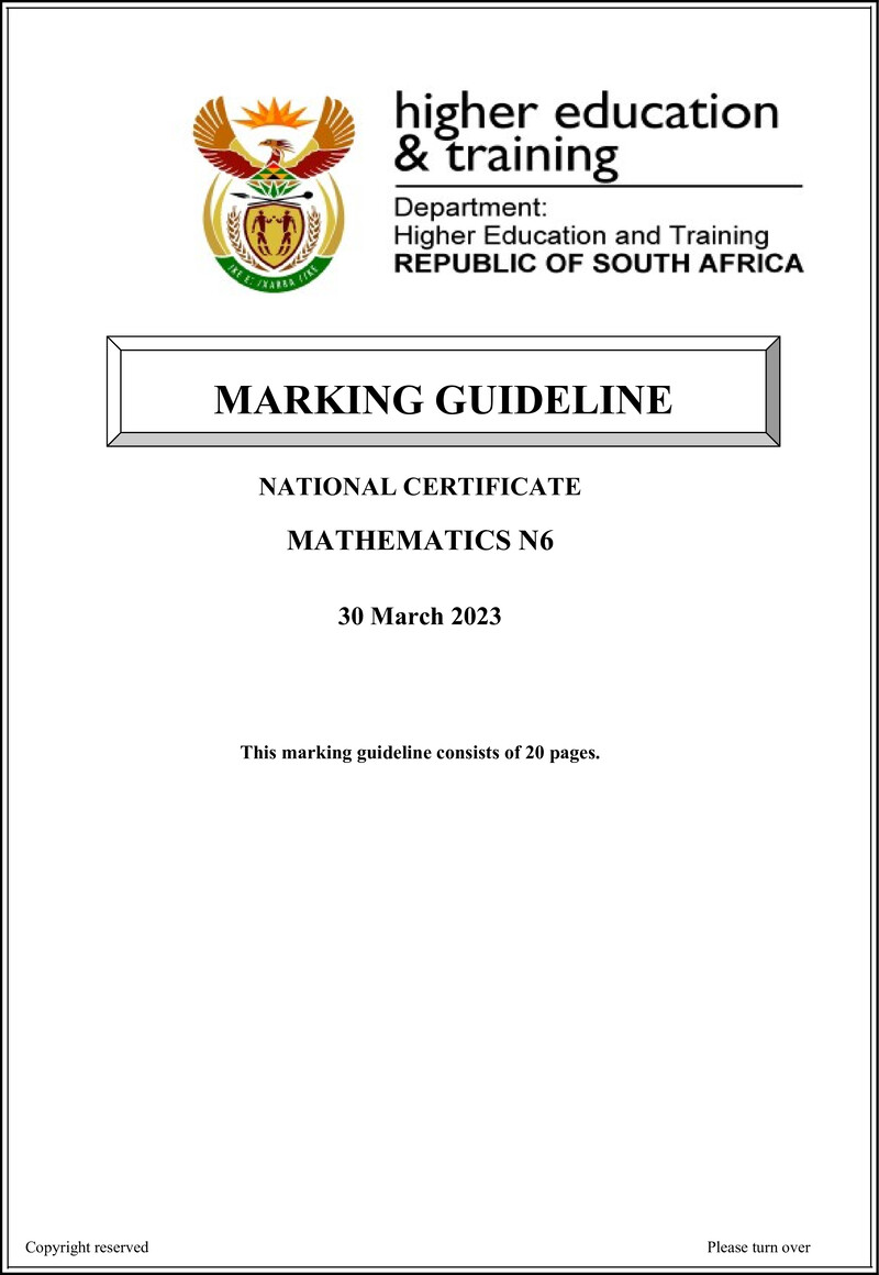 T1040 Mathematics N6 Memo April 2023