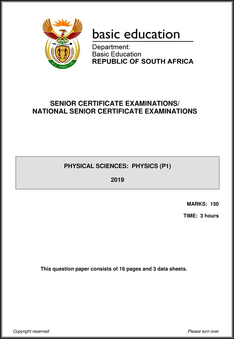 Physical Sciences P1 May June 2019 Eng Gr12