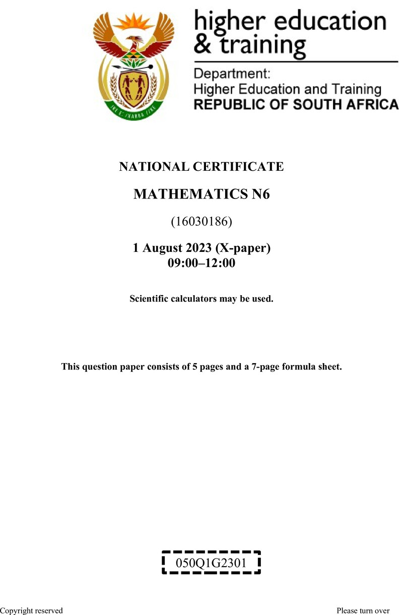 T1040 Mathematics N6 QP Aug 2023