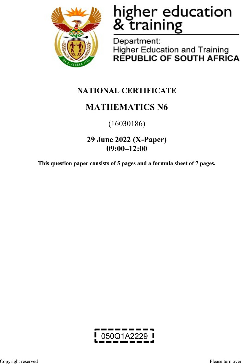 T1040 Mathematics N6 QP Aug 2022