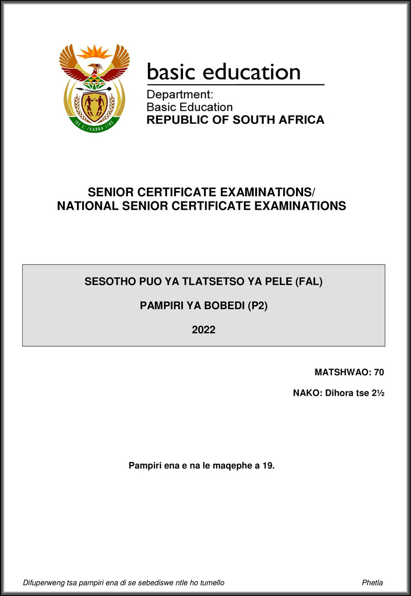 Sesotho Fal P2 May June 2022 Gr12