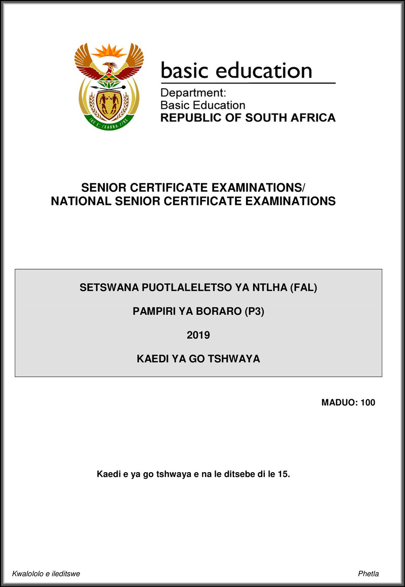 Setswana Fal P3 May June 2019 Memo Gr12