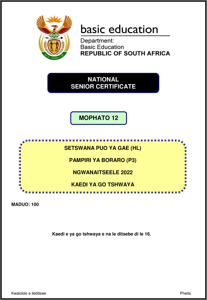 Setswana Hl P3 Nov 2022 Mg Gr12