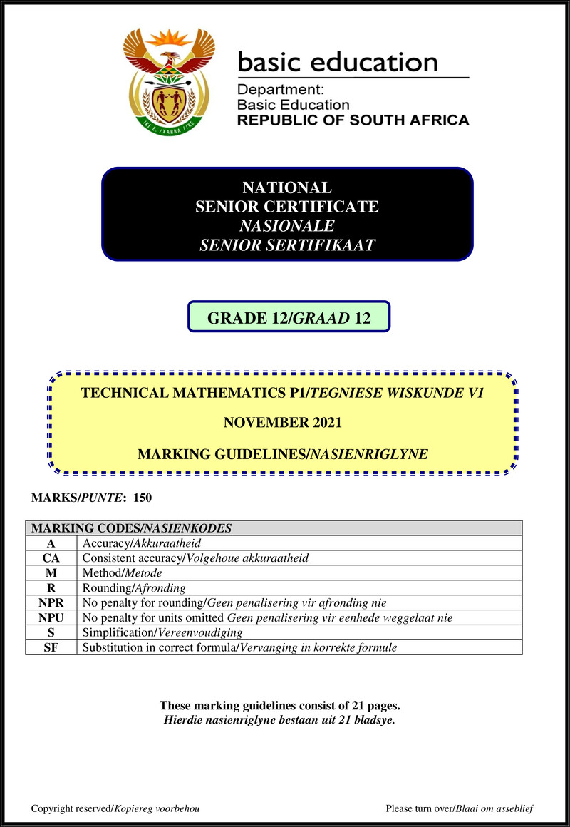 Technical Mathematics P1 Nov 2021 Mg Afr Eng Gr12