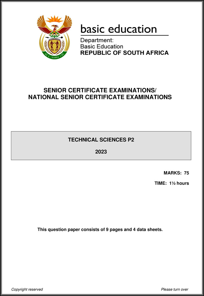 Technical Sciences P2 May June 2023 Eng Gr12