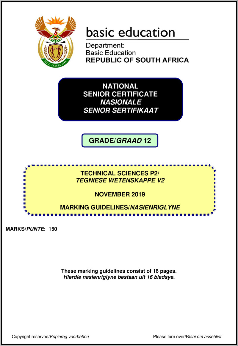 Technical Sciences P2 Nov 2019 Memo Afr Eng Gr12