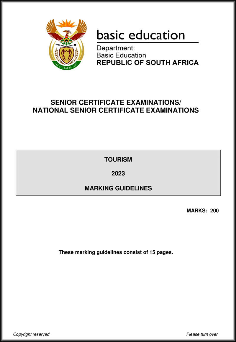 Grade 12 Tourism past paper 2023 – tourism may june 2023 mg eng gr12