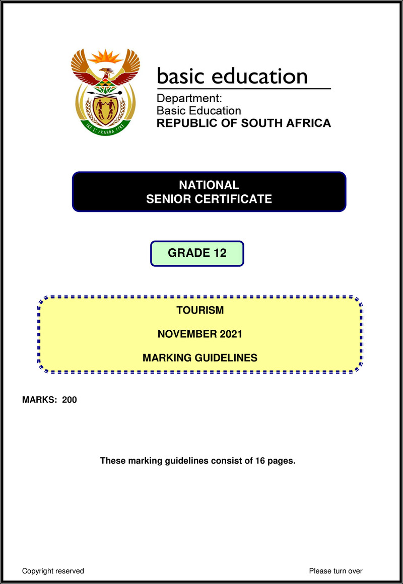 Grade 12 Tourism past paper 2021 – tourism nov 2021 mg eng gr12