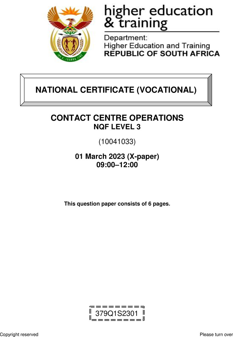 Contact Centre Operations L3 QP Supp Feb 2023 preview