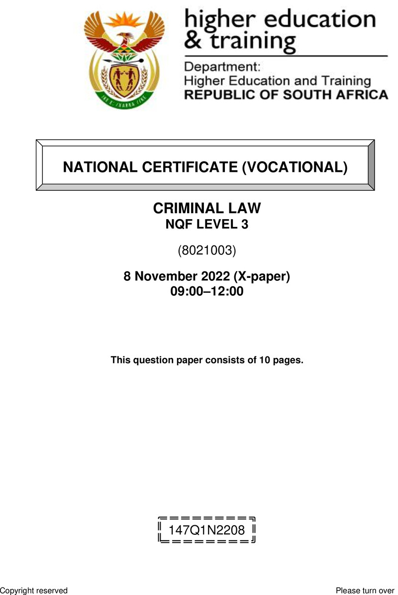 Criminal Law L3 QP Nov 22 preview