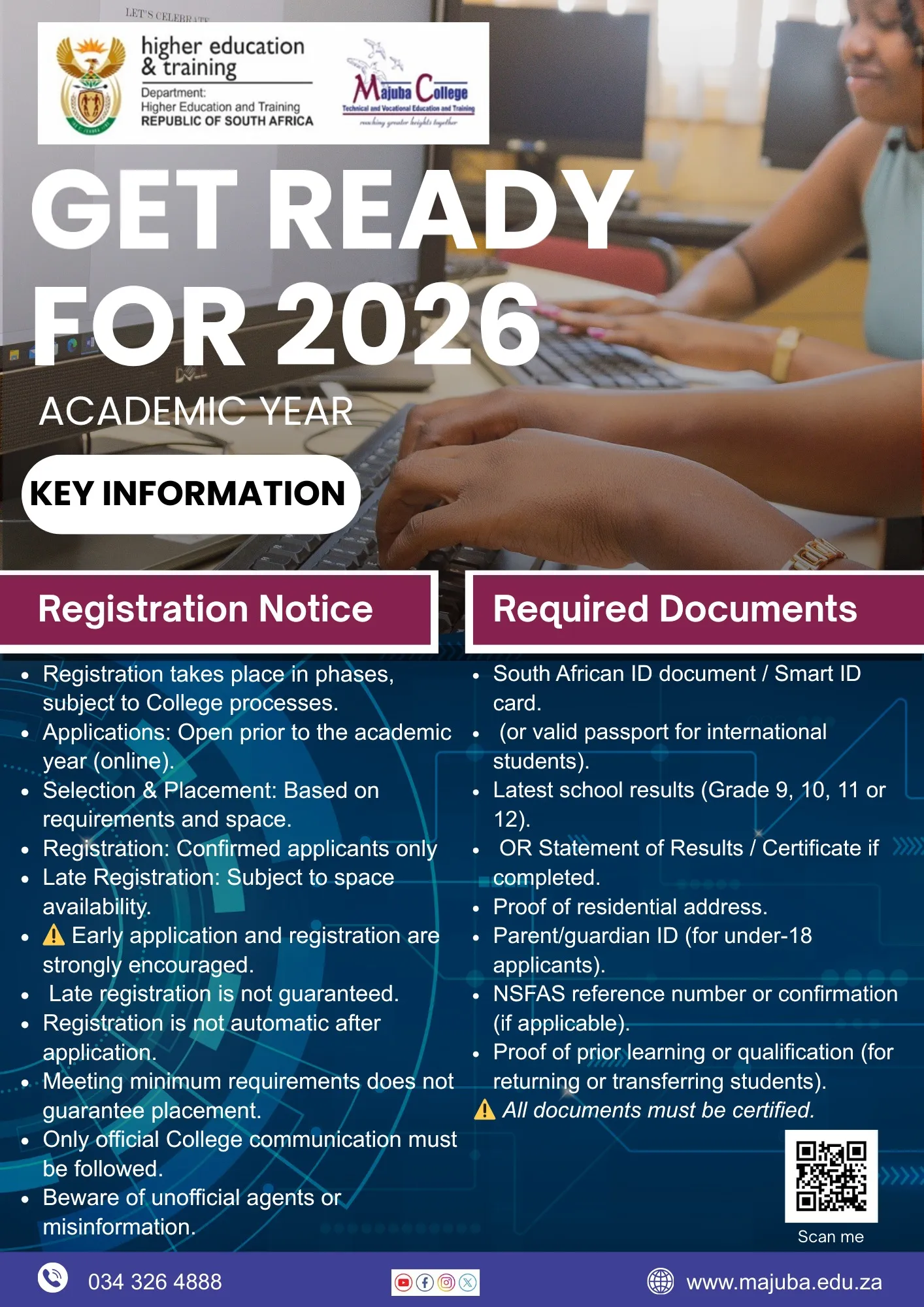Majuba TVET College Registration for 2026 Academic Year: Important Notice to Applicants
